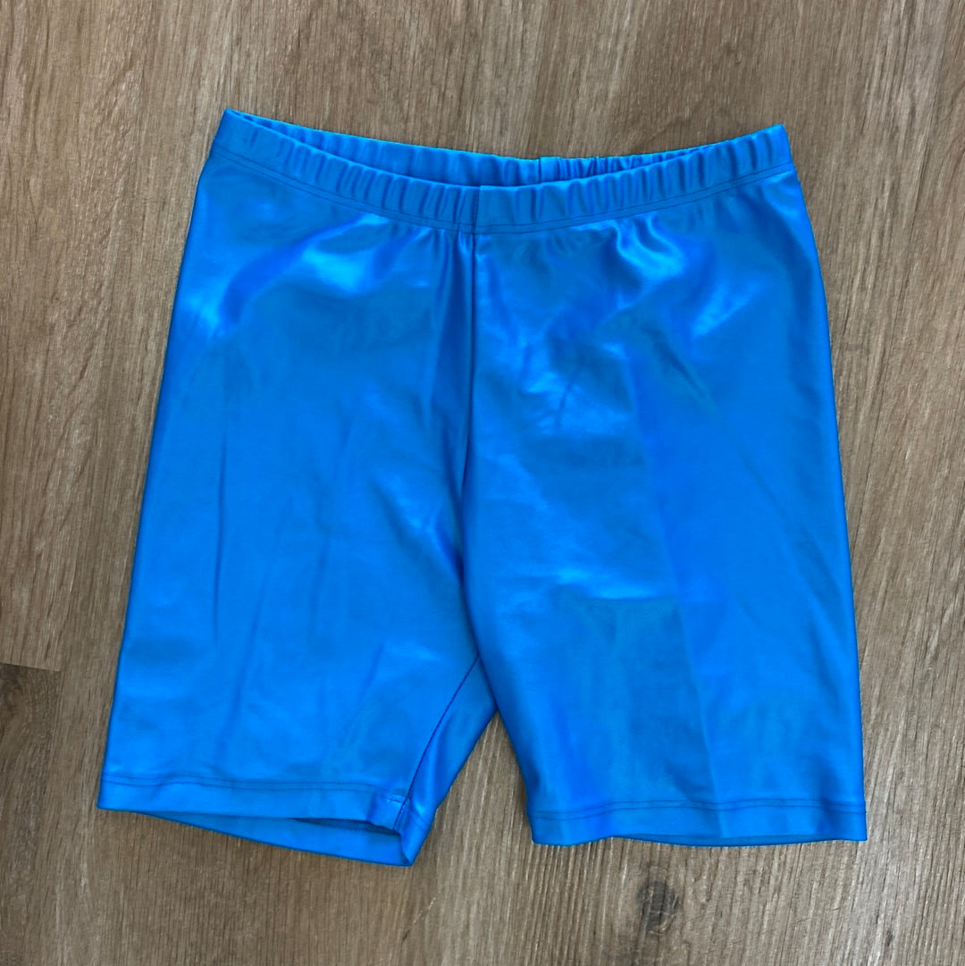 Wet Look Bike Shorts in Turquoise - Doodlebug's Children's Boutique
