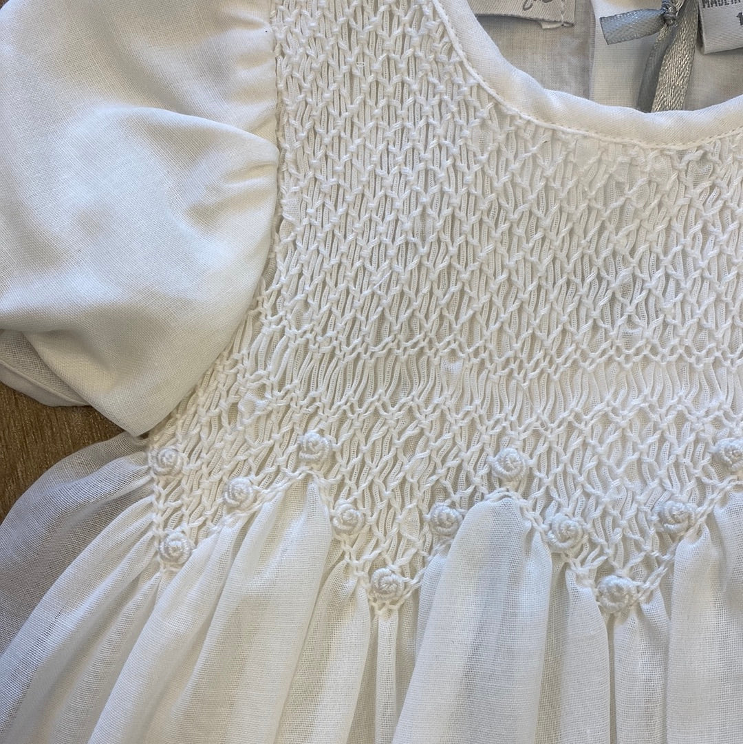 Smocked Voile Dress in Ivory - Doodlebug's Children's Boutique