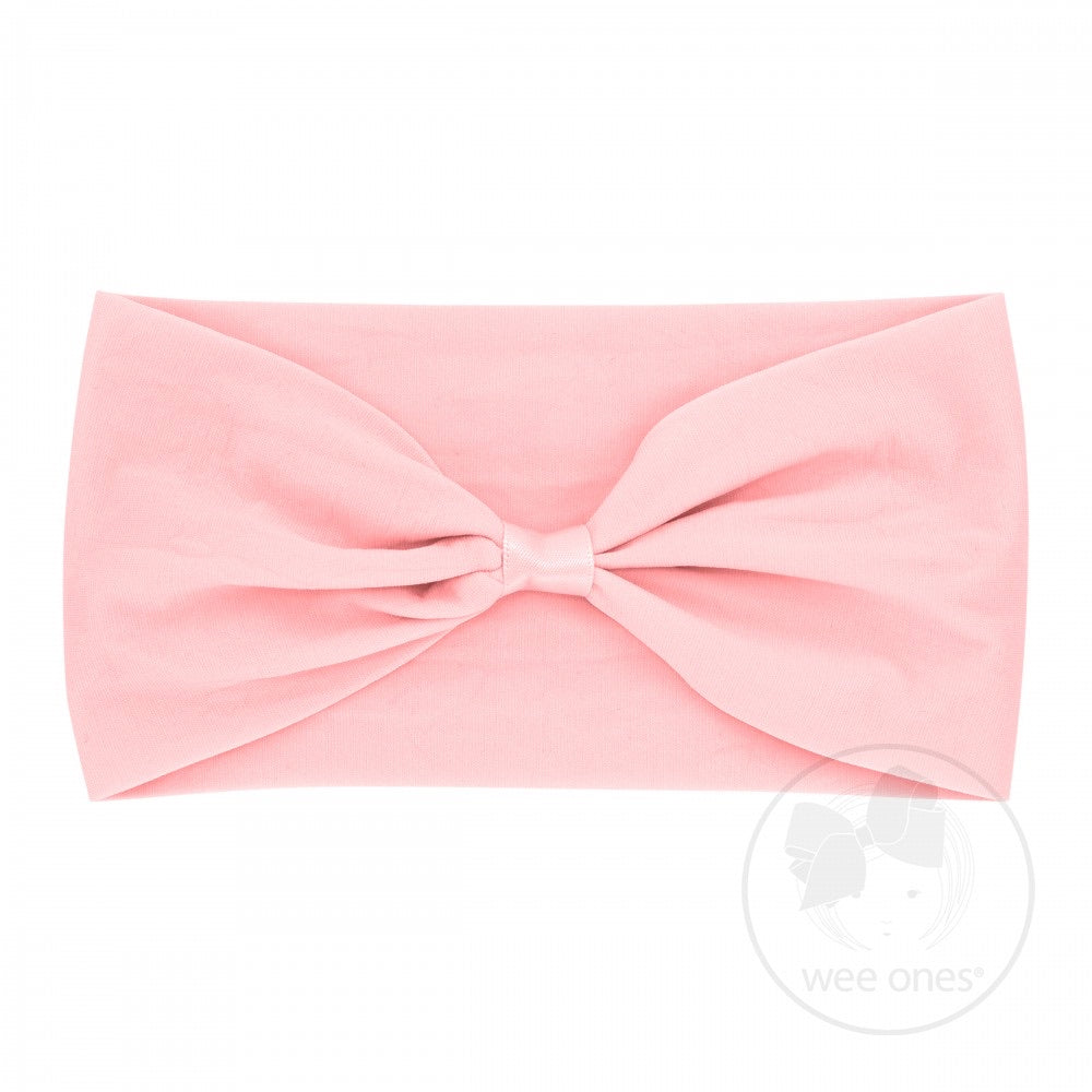 Light Pink Nylon Add-A-Bow Baby Band - Doodlebug's Children's Boutique