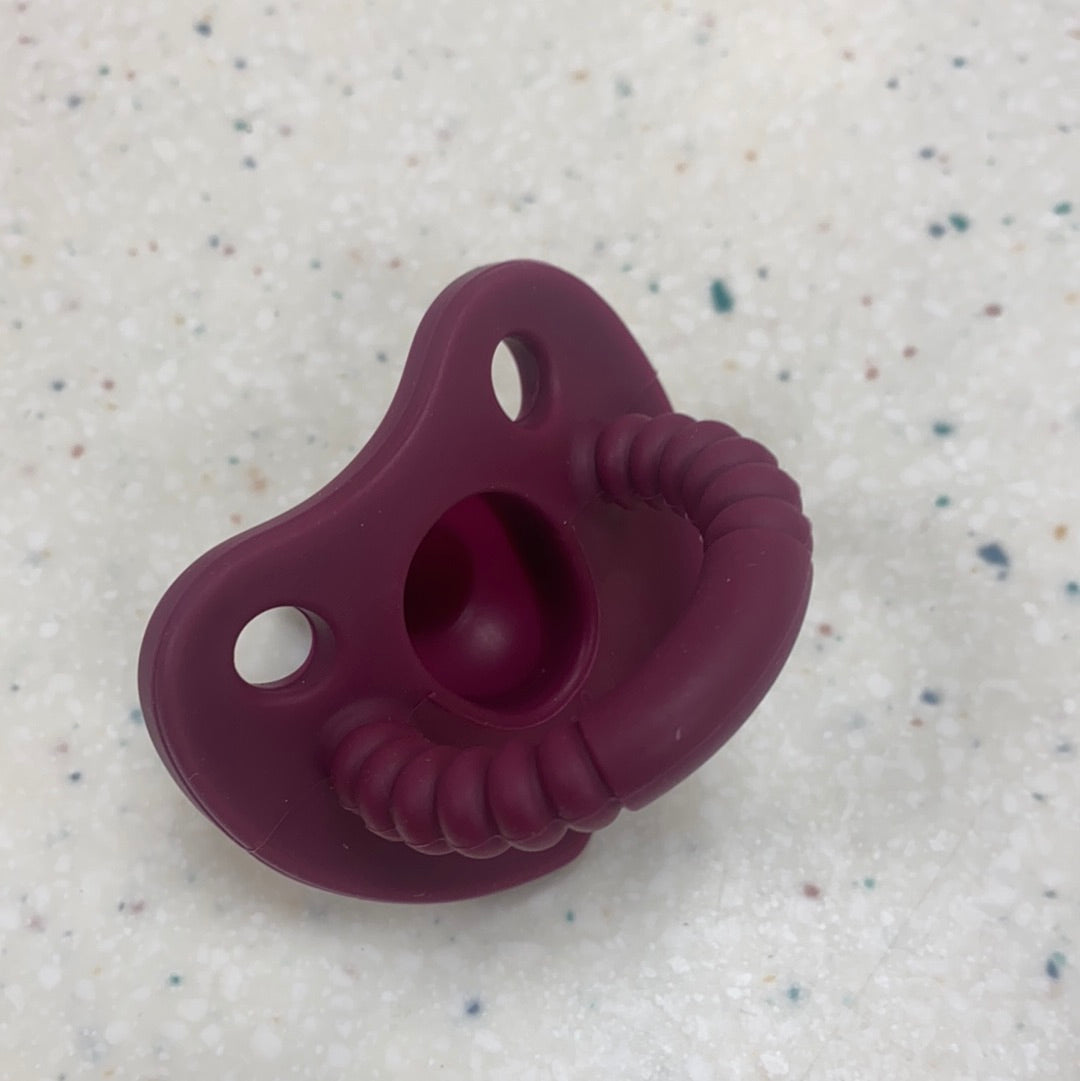 Round Sili Soother in Red Wine - Doodlebug's Children's Boutique