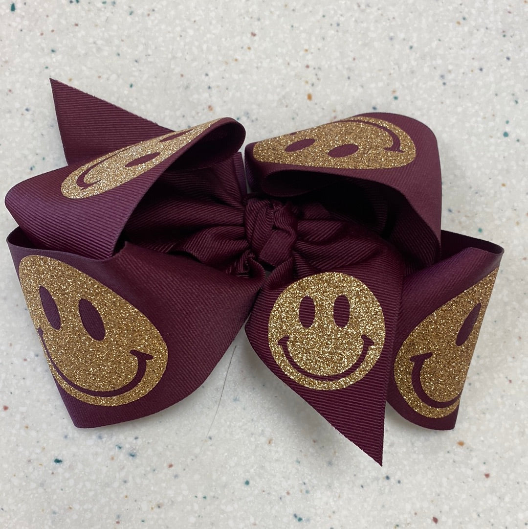 Lake Hamilton Maroon Smiley Bow - Doodlebug's Children's Boutique