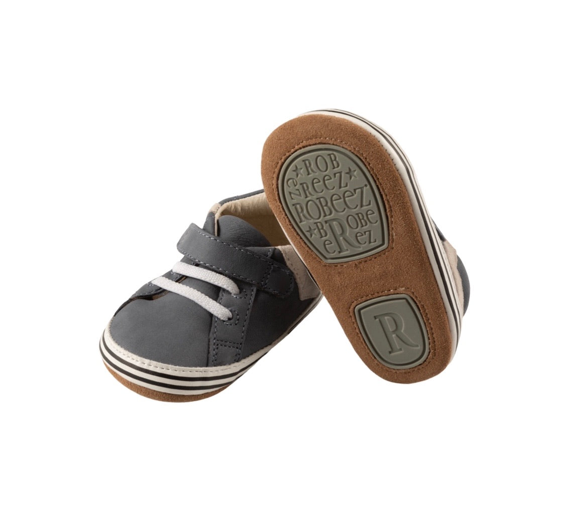 Adam First Kicks in Grey Leather - Doodlebug's Children's Boutique