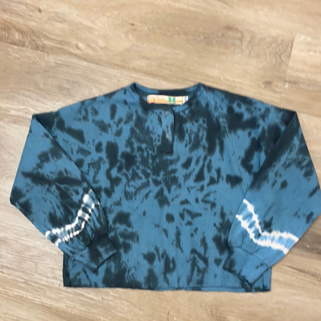 Blue Tie Dye Henley - Doodlebug's Children's Boutique
