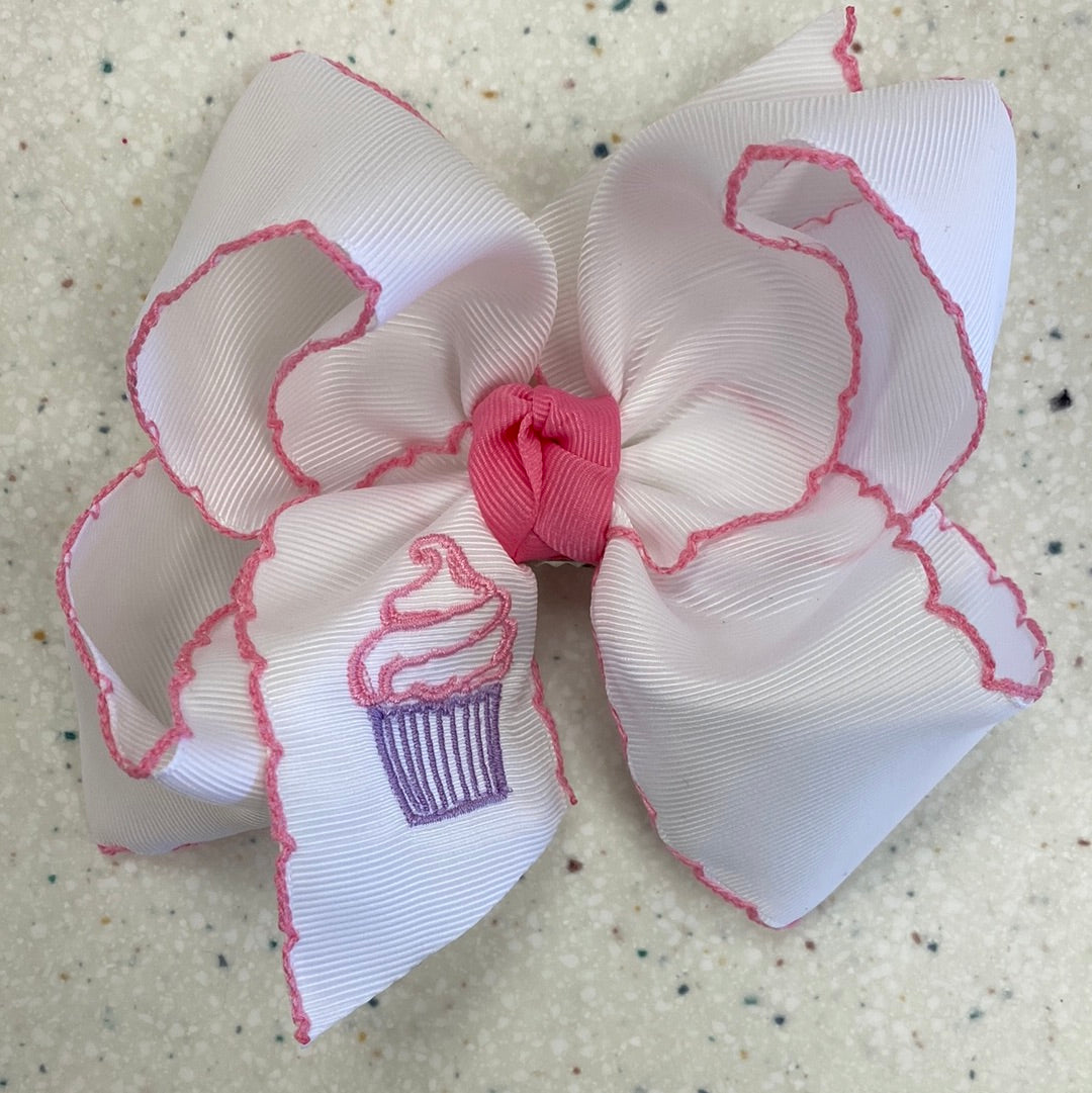 XL Crochet Edge Cupcake Bow - Doodlebug's Children's Boutique