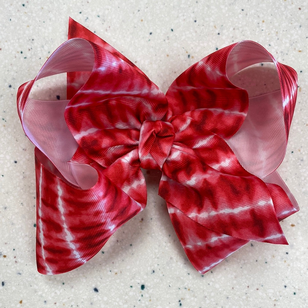 Red Tie Dye Bow - Doodlebug's Children's Boutique