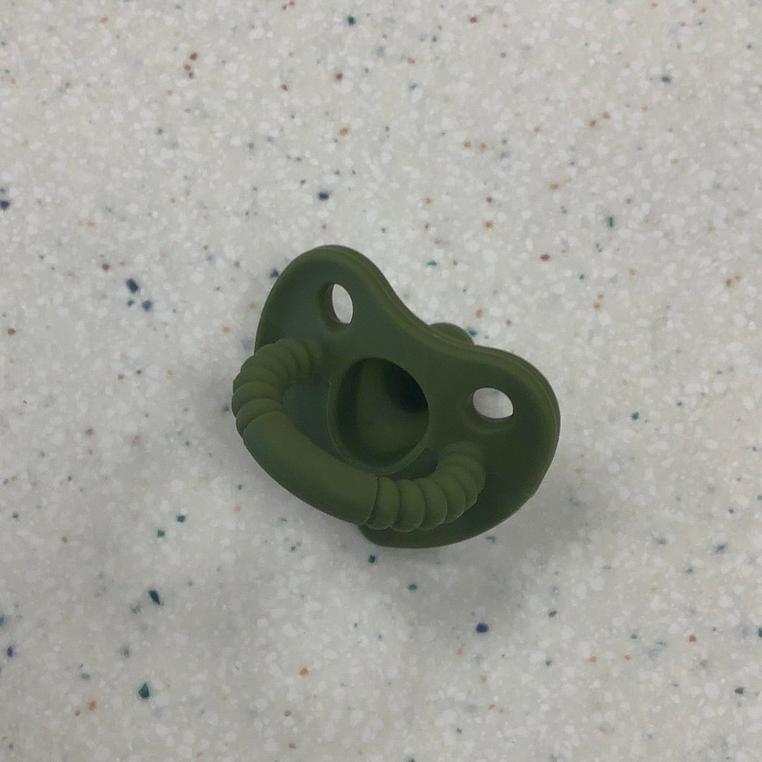 Round Sili Soother in Army Green - Doodlebug's Children's Boutique