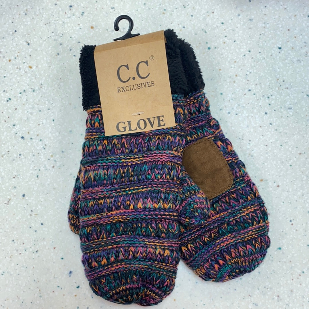 Black Multi Juniors Lined Mittens - Doodlebug's Children's Boutique