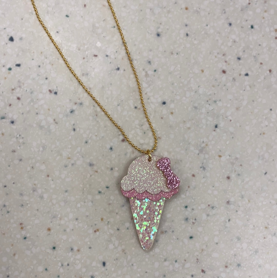 Ice Cream Sparkly Friends Necklace - Doodlebug's Children's Boutique