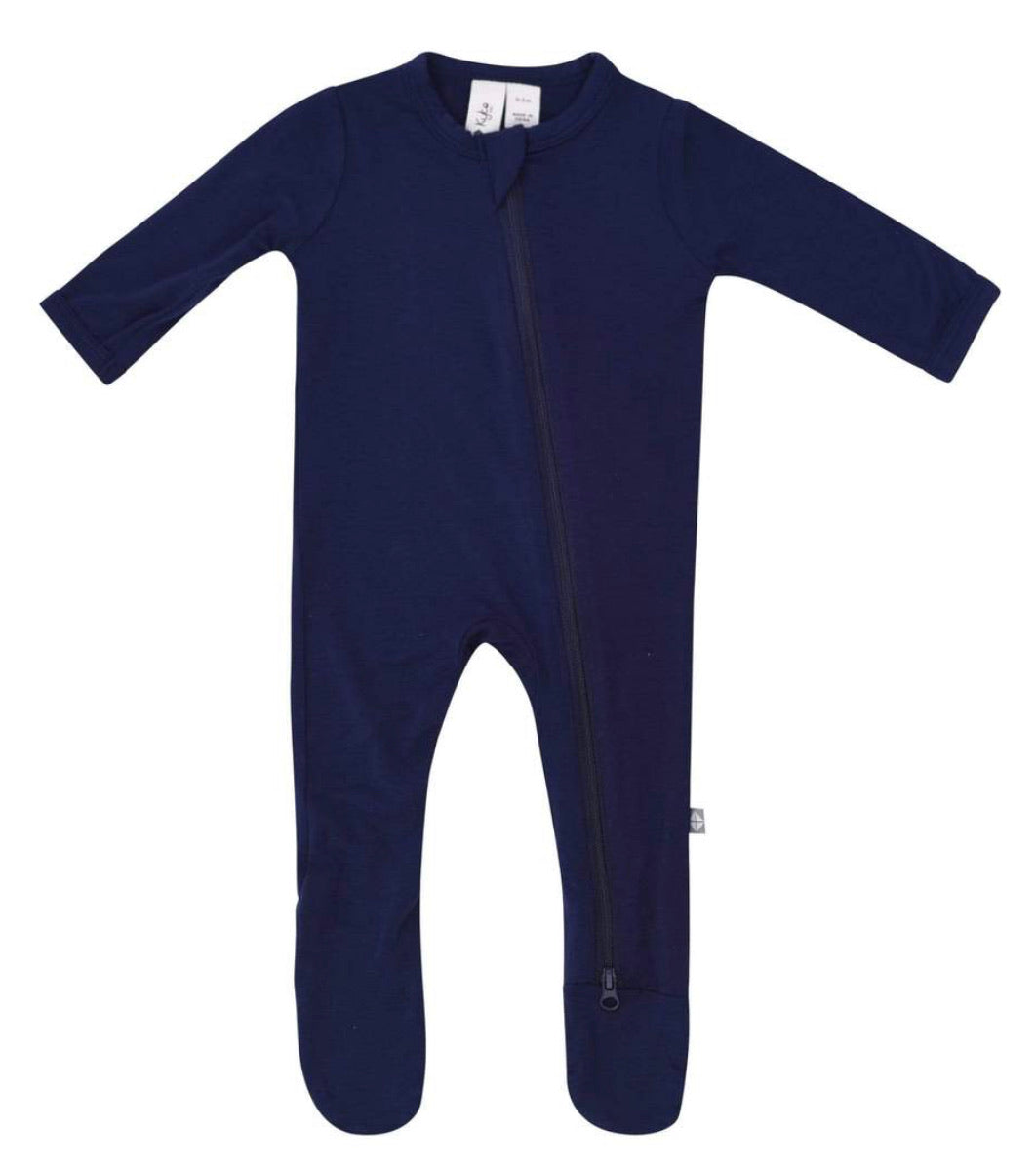 Zippered Footie in Navy - Doodlebug's Children's Boutique