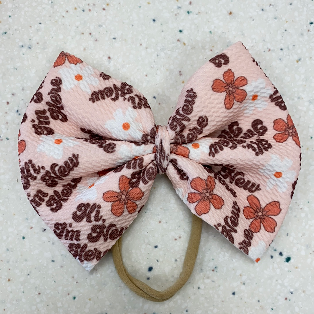 I’m New Here Bow on Nylon - Doodlebug's Children's Boutique