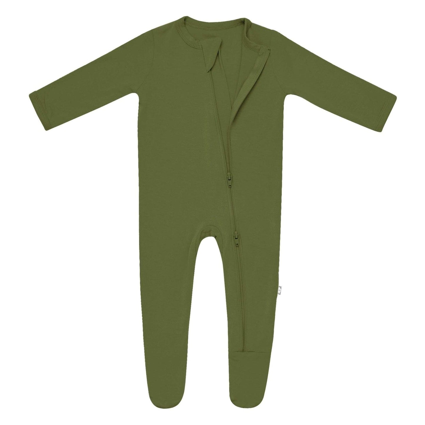Zippered Footie in Olive - Doodlebug's Children's Boutique