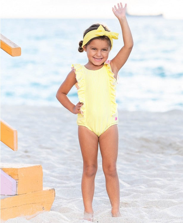 Banana Seersucker Waterfall One Piece - Doodlebug's Children's Boutique