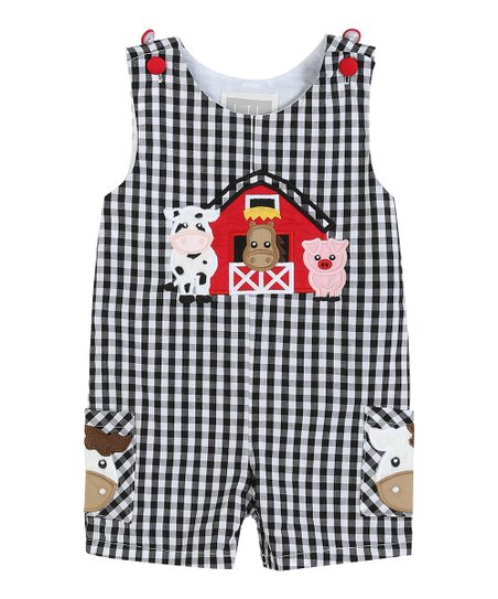 Black Gingham Barn Shortalls - Doodlebug's Children's Boutique