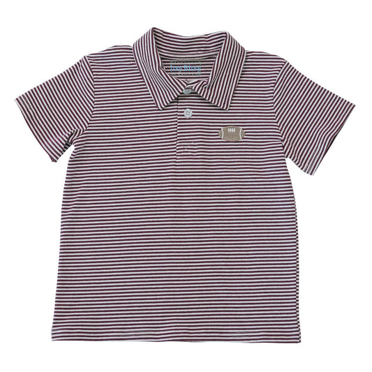 Maroon Football Polo  - Doodlebug's Children's Boutique