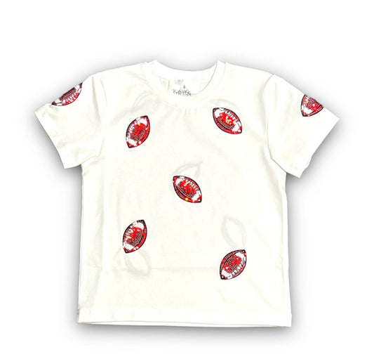 Red Sequin Football Tee  - Doodlebug's Children's Boutique