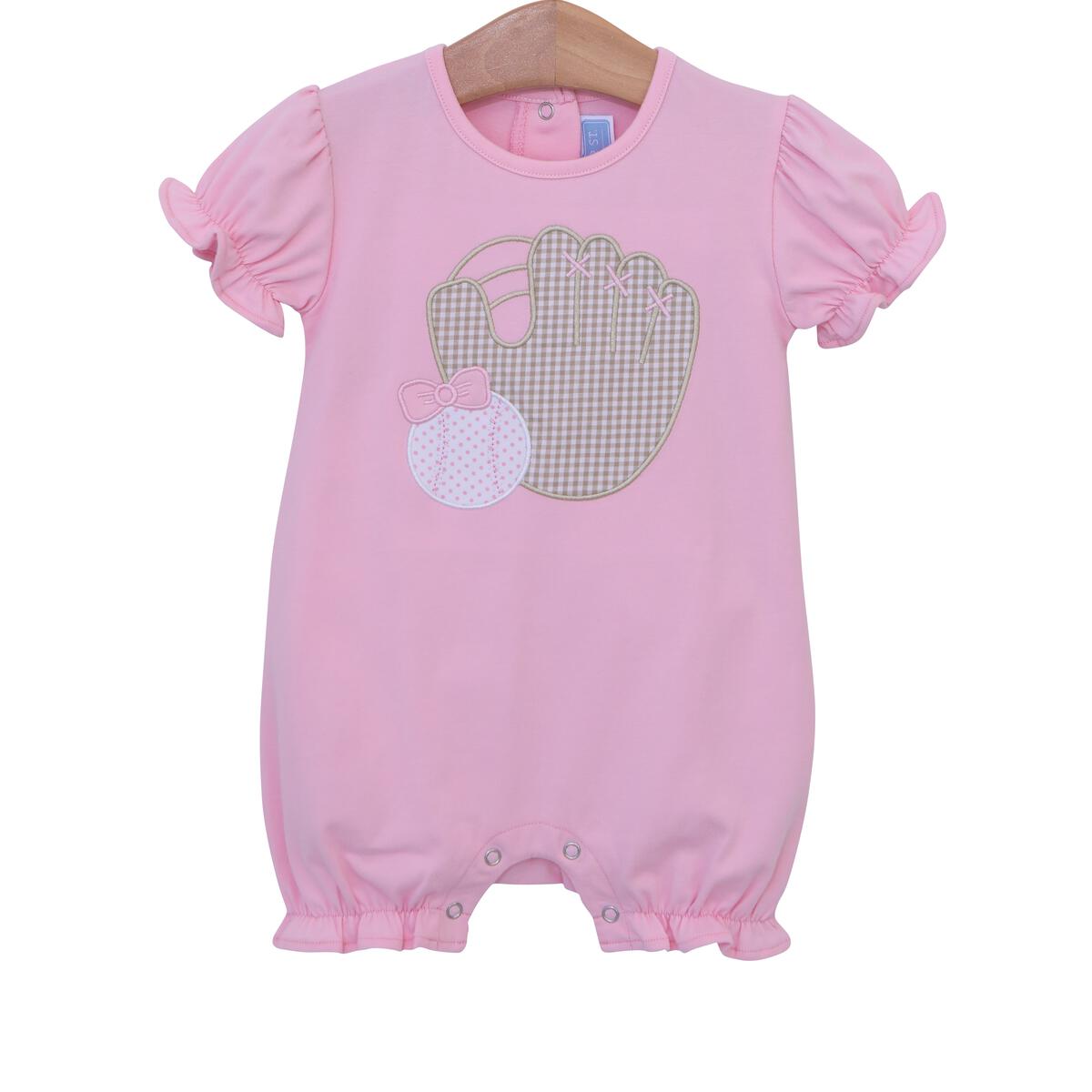 Pink Baseball Ruffle Romper  - Doodlebug's Children's Boutique