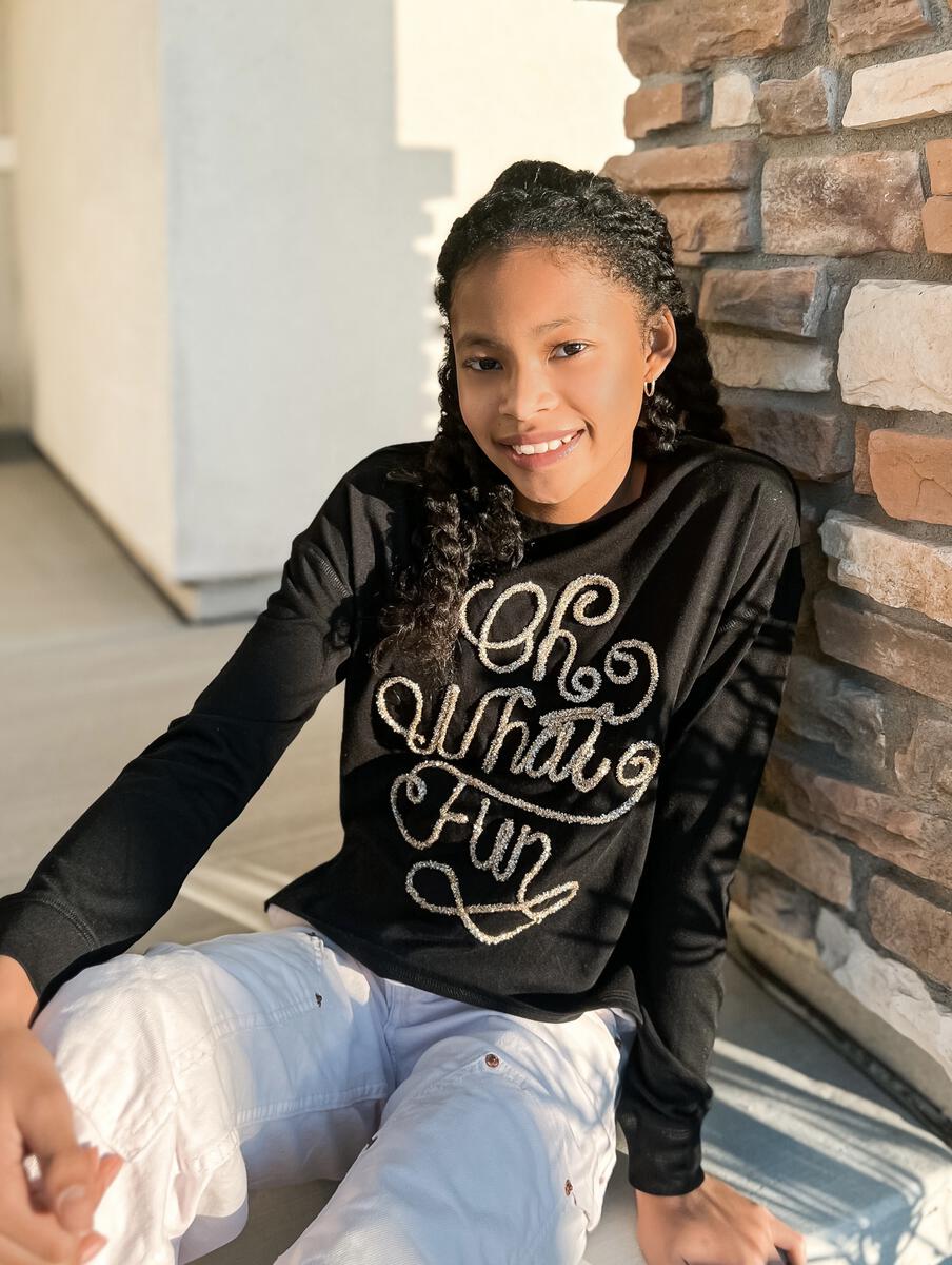 Oh What Fun Tinsel Sweatshirt  - Doodlebug's Children's Boutique