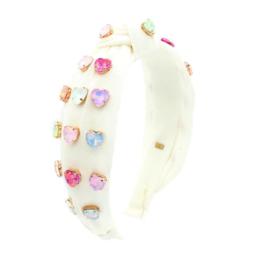 White Heart Jewel Headband  - Doodlebug's Children's Boutique
