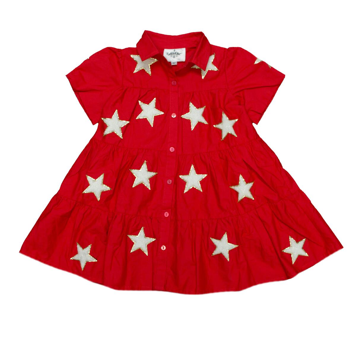 Red and White Chenille Star Dress  - Doodlebug's Children's Boutique