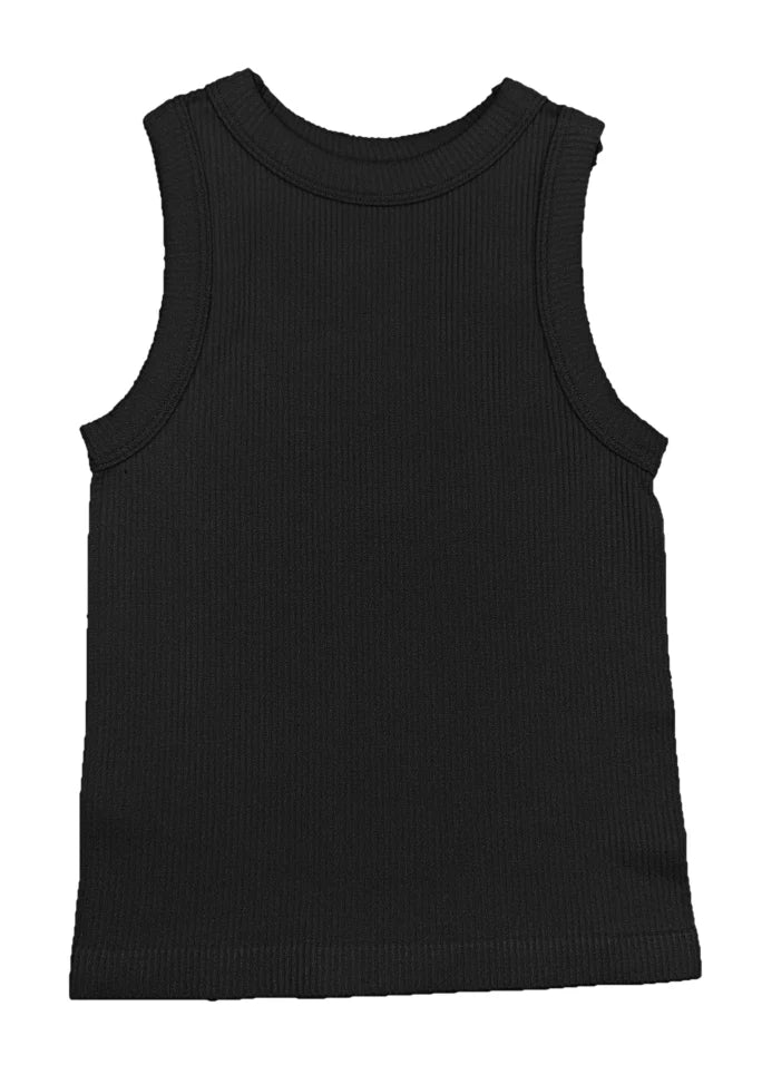 Youth High Neck Ribbed Seamless Tank in Black - Doodlebug's Children's Boutique