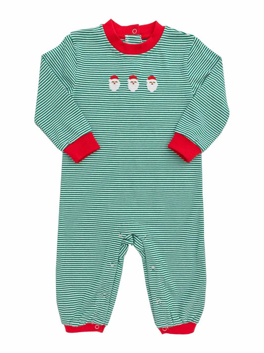 Green Stripe Santa Romper - Doodlebug's Children's Boutique