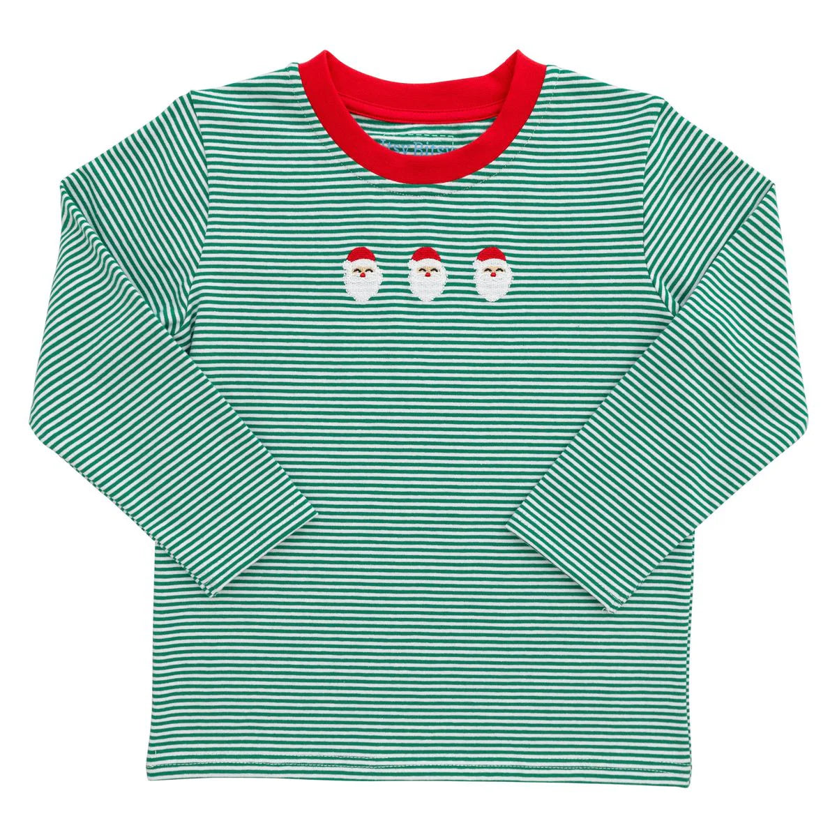 Green Stripe Santa Shirt - Doodlebug's Children's Boutique