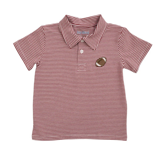 Crimson Stripe Football Polo - Doodlebug's Children's Boutique