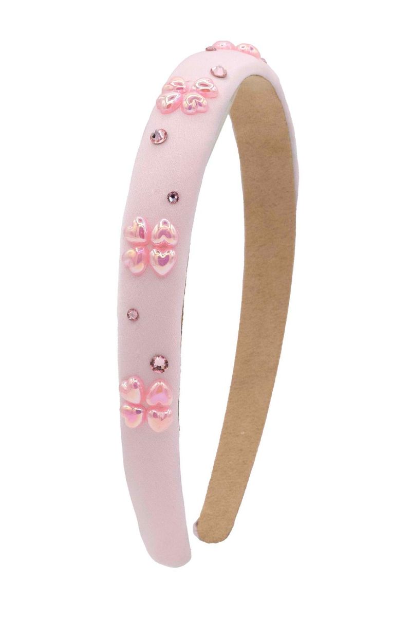 Pink Satin Pearl Flower Headband