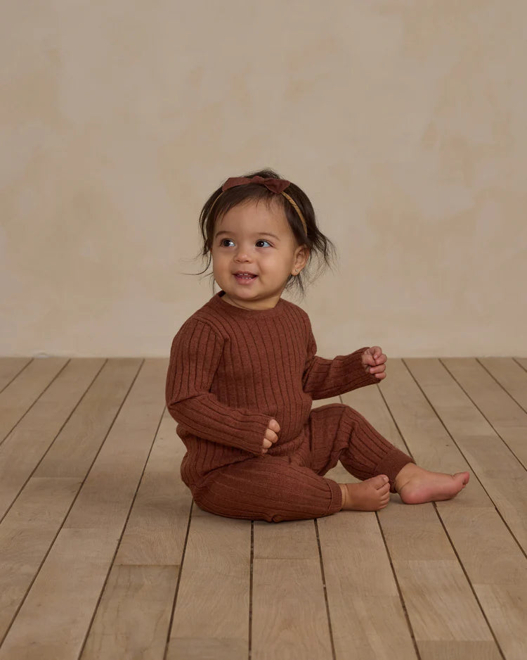 Long Sleeve Knit Top in Brick  - Doodlebug's Children's Boutique