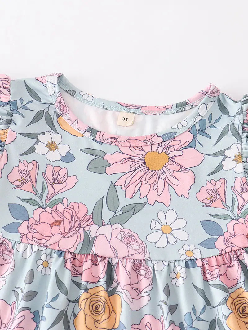 Pink Floral Ruffle Legging Set  - Doodlebug's Children's Boutique
