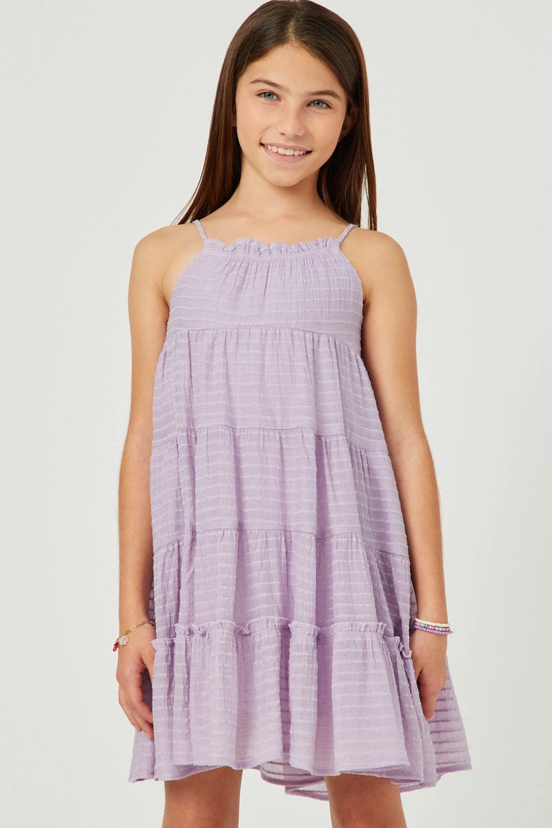 Lavender Textured Stripe Tiered Dress - Doodlebug's Children's Boutique