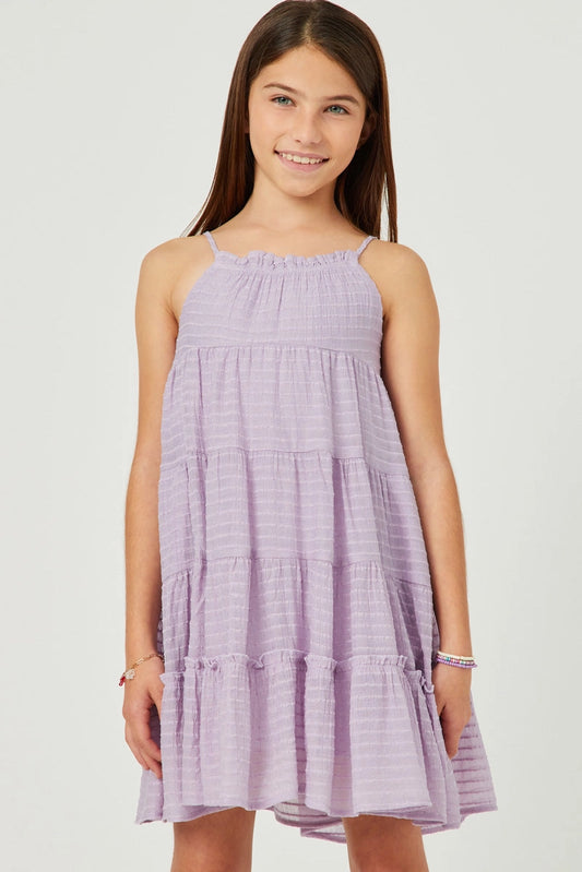 Lavender Textured Stripe Tiered Dress - Doodlebug's Children's Boutique