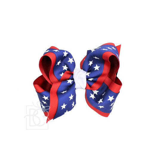 Large Layered Star Print Bow  - Doodlebug's Children's Boutique