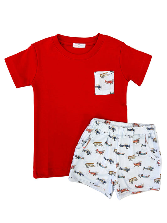 Airplane Short Set - Doodlebug's Children's Boutique