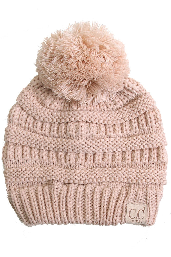 Indi Pink Knit Pom Beanie - Doodlebug's Children's Boutique
