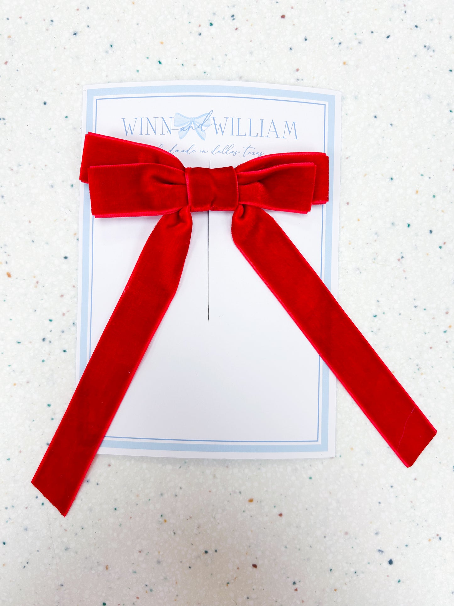 Red Velvet Long-Tail Bow  - Doodlebug's Children's Boutique