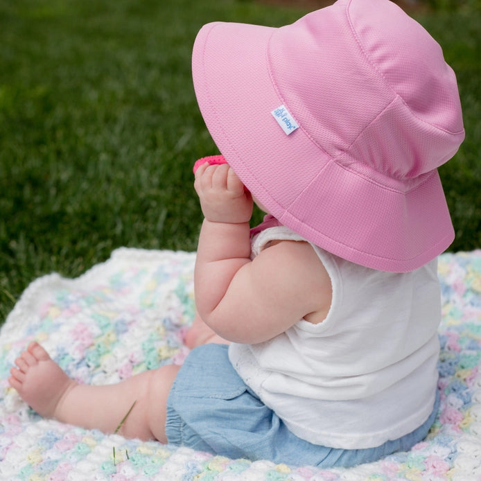 Breathable Sun Protection Bucket Hat in Light Pink  - Doodlebug's Children's Boutique