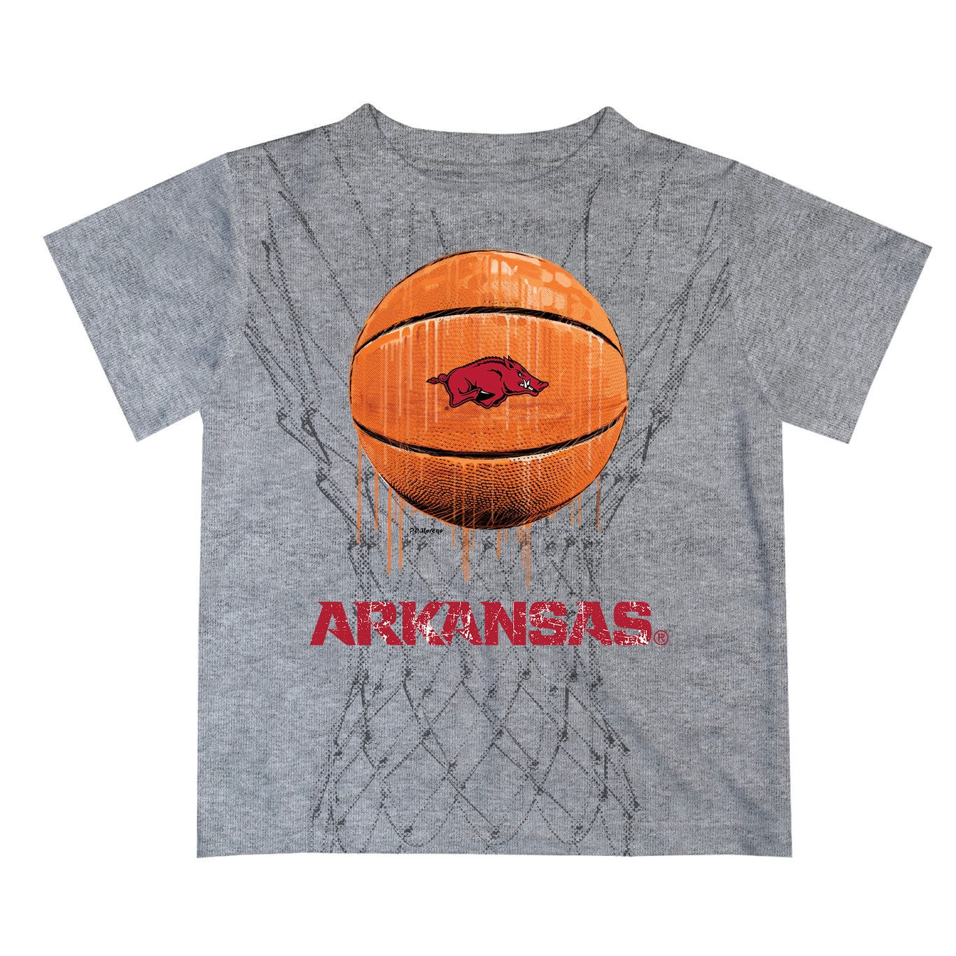 Arkansas Razorback Dripping Basketball Performance Tee  - Doodlebug's Children's Boutique