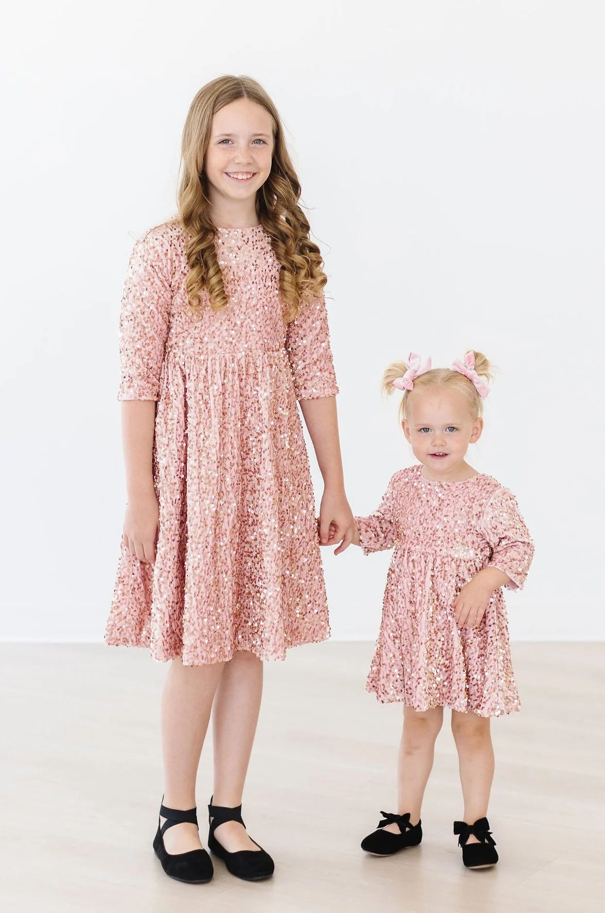 Rose Gold Velvet Sequin Dress  - Doodlebug's Children's Boutique