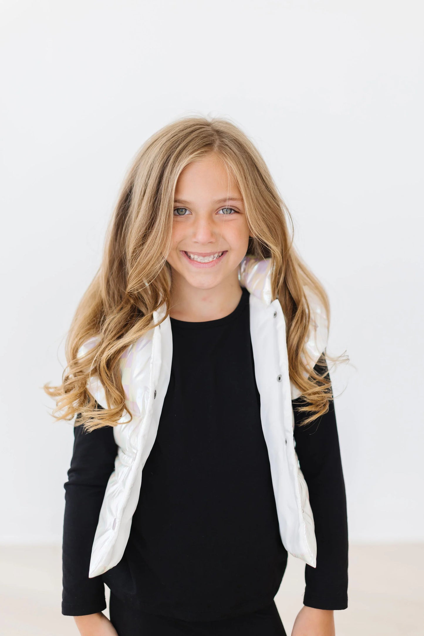 White Checker Puffer Vest - Doodlebug's Children's Boutique