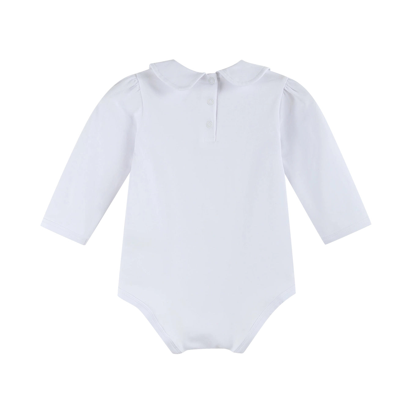 White Collared Long Sleeve Bodysuit  - Doodlebug's Children's Boutique