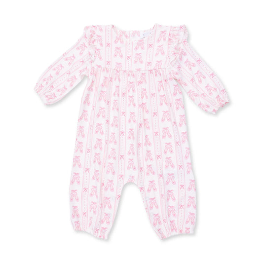 Ballet Shoes Ruffle Sleeve Romper - Doodlebug's Children's Boutique