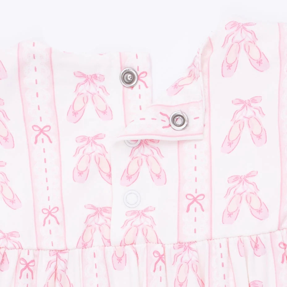 Ballet Shoes Ruffle Sleeve Romper - Doodlebug's Children's Boutique