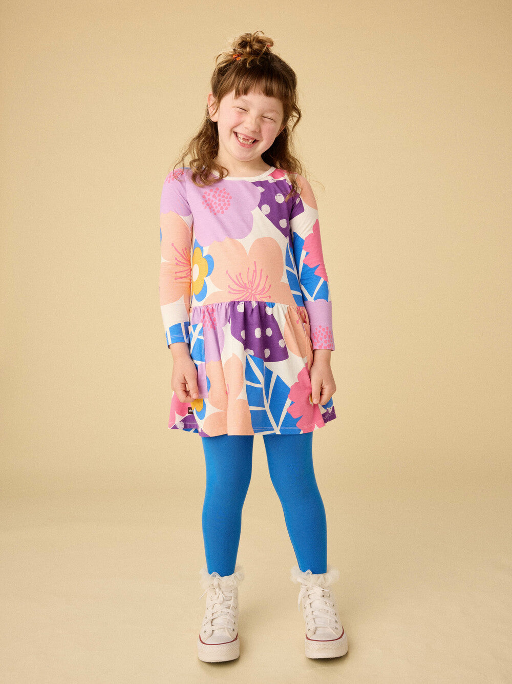 Long Sleeve Pocket Dress in Oversized Cherry Blossom - Doodlebug's Children's Boutique