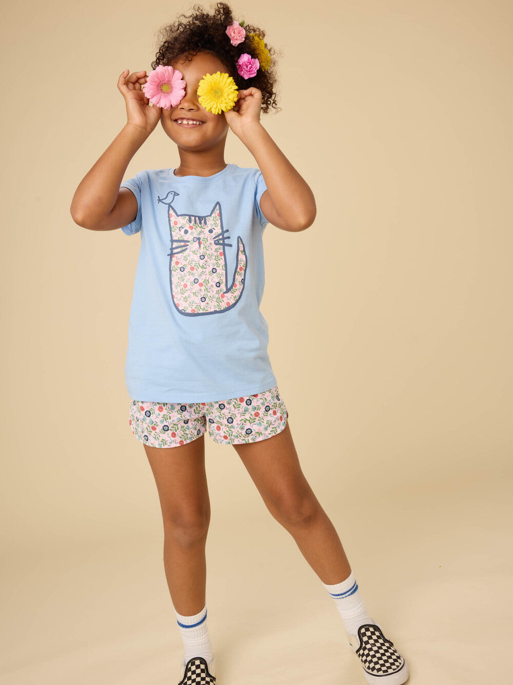 Azulejos Floral Tie Waist Shorts - Doodlebug's Children's Boutique