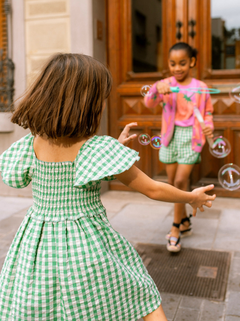 Garden Party Check Flutter Sleeve Smocked Dress - Doodlebug's Children's Boutique