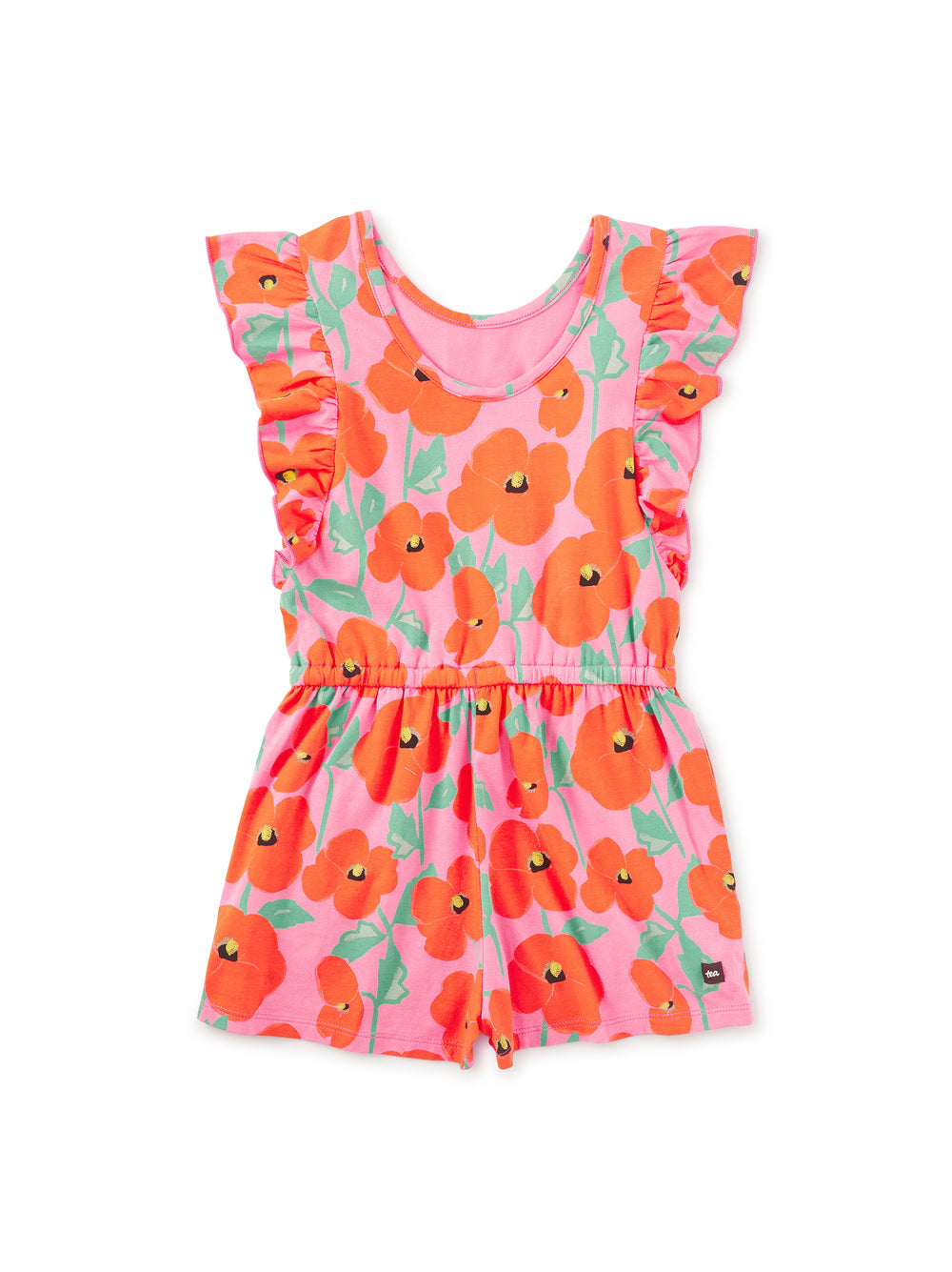 Poppy Poppies Flutter Sleeve Romper - Doodlebug's Children's Boutique