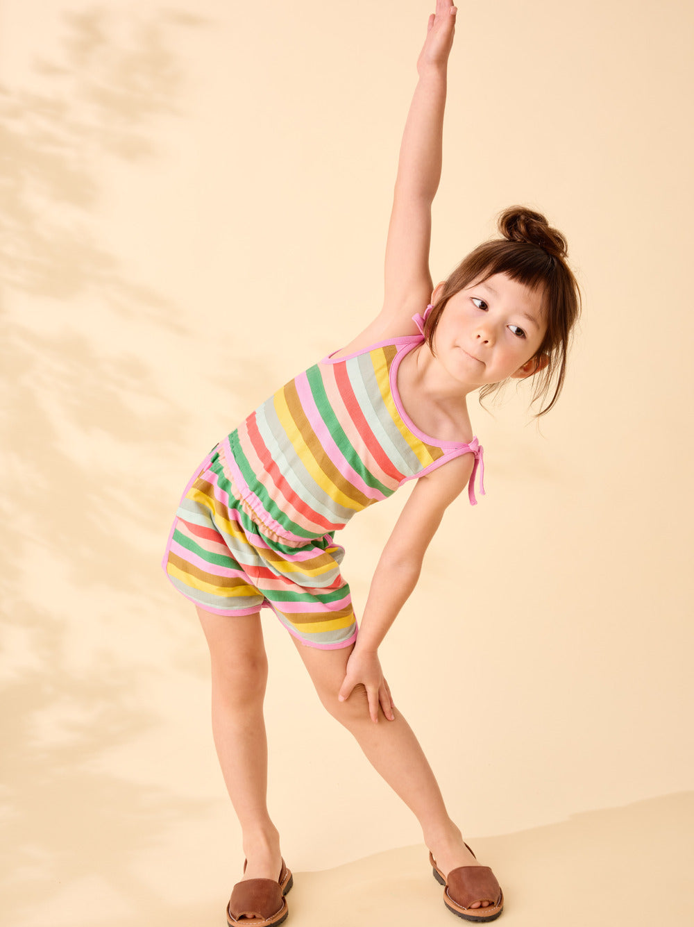 San Sebastian Stripe Tie Shoulder Sporty Romper - Doodlebug's Children's Boutique