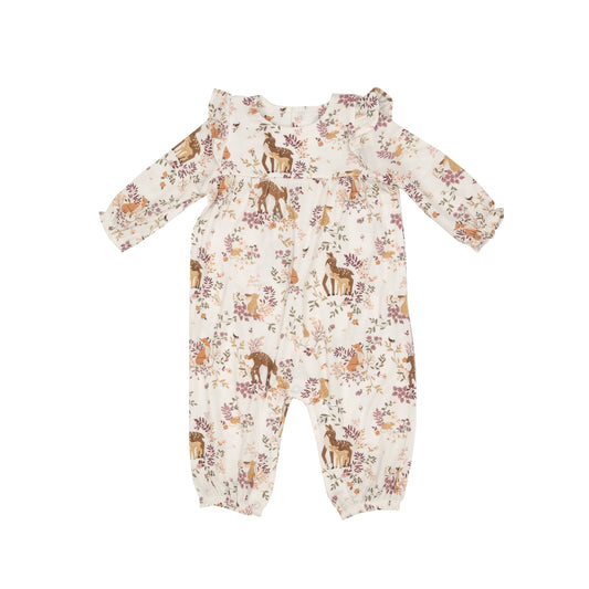 Ruffle Sleeve Romper in Pretty Woodland  - Doodlebug's Children's Boutique