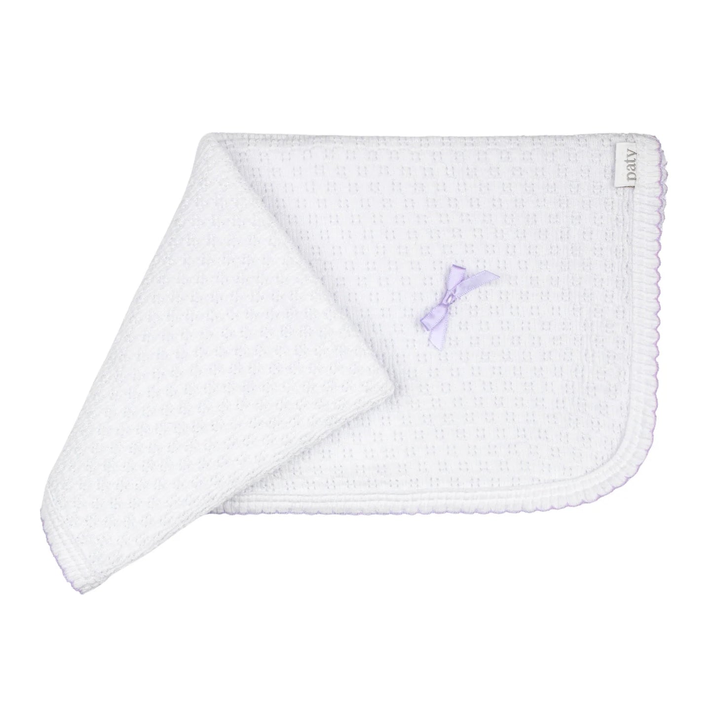 White with Lavender Trim Swaddle Blanket - Doodlebug's Children's Boutique